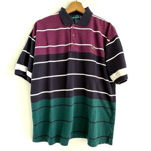 Classic Striped Polo Shirt - Burgundy, Green, Navy